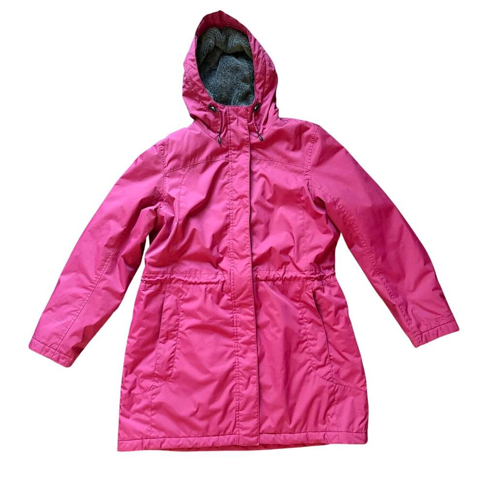 L.L.Bean Winter Parka Fleece Lined Insulated Hooded Nylon Coat Magenta Pink